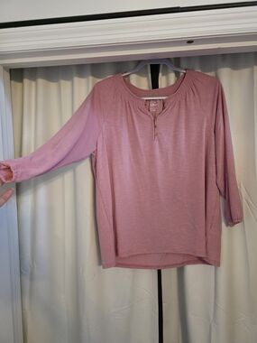 L.L. Bean Women's Dusty Rose 3/4 Sleeve Henley Top